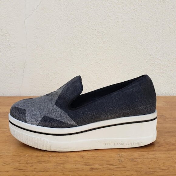 Stella McCartney Dark Grey Star Binx Canvas Platform Slip-on Sneakers - Picture 7 of 12